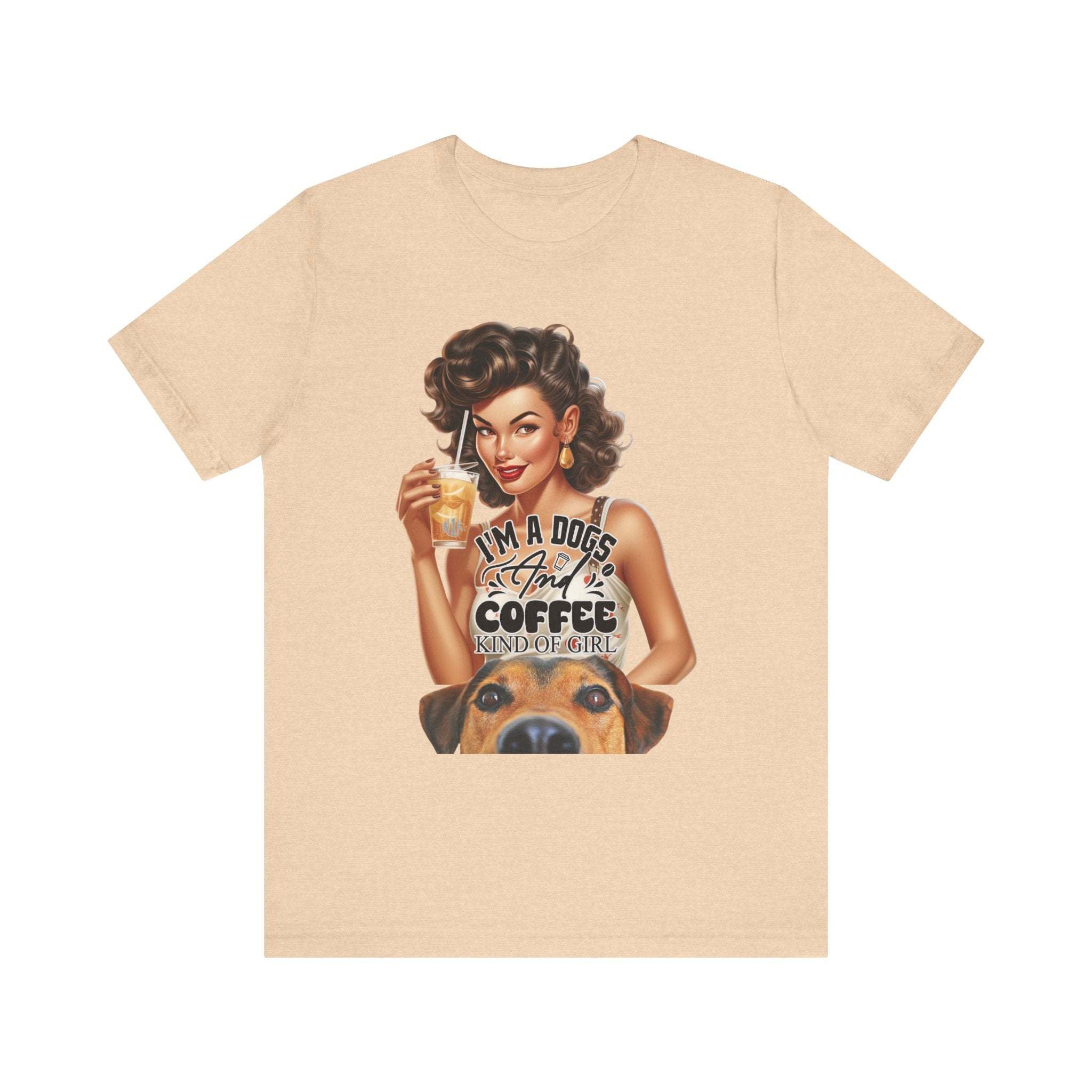 Coffee drinking Dog Mom Unisex Jersey Short Sleeve Tee